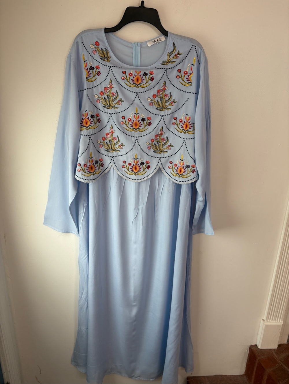 Light Blue Embroidered Maxi Dress